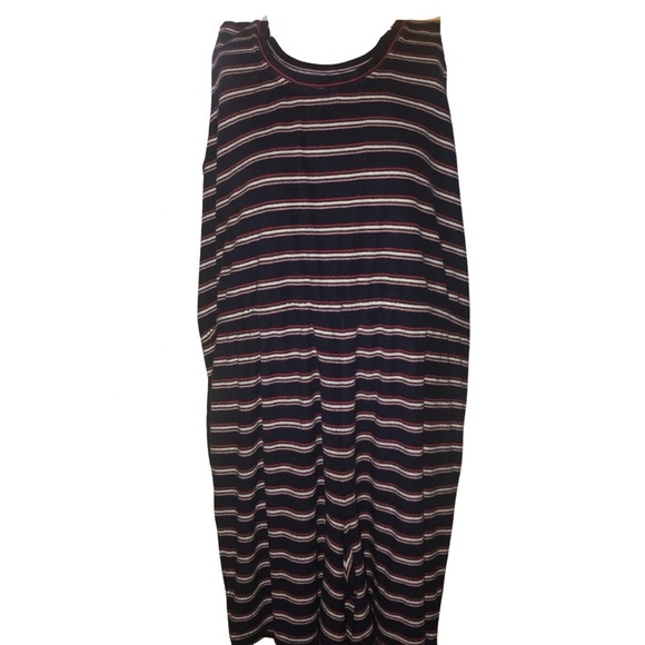 Denim & Co. Red, White, Pink, and Blue Striped Terrycloth Shorts Romper 2X - Picture 2 of 3